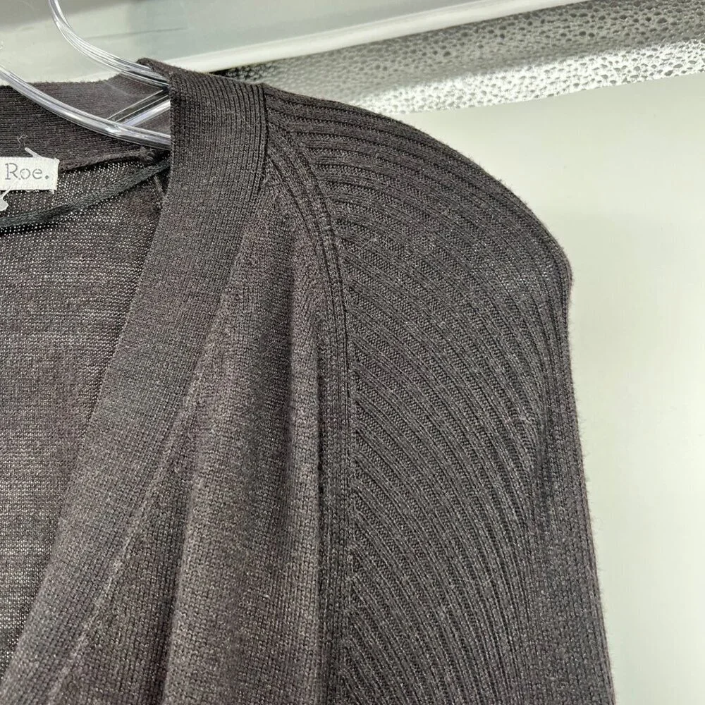 Ophelia Roe Womens Knit Cardigan Button Up Long Sleeve Black Size Large Belted